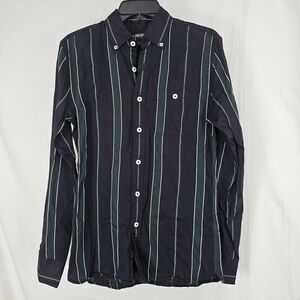 Todd Snyder New York Navy Green Stripe Long Sleeve Button- Up Men's Size Small